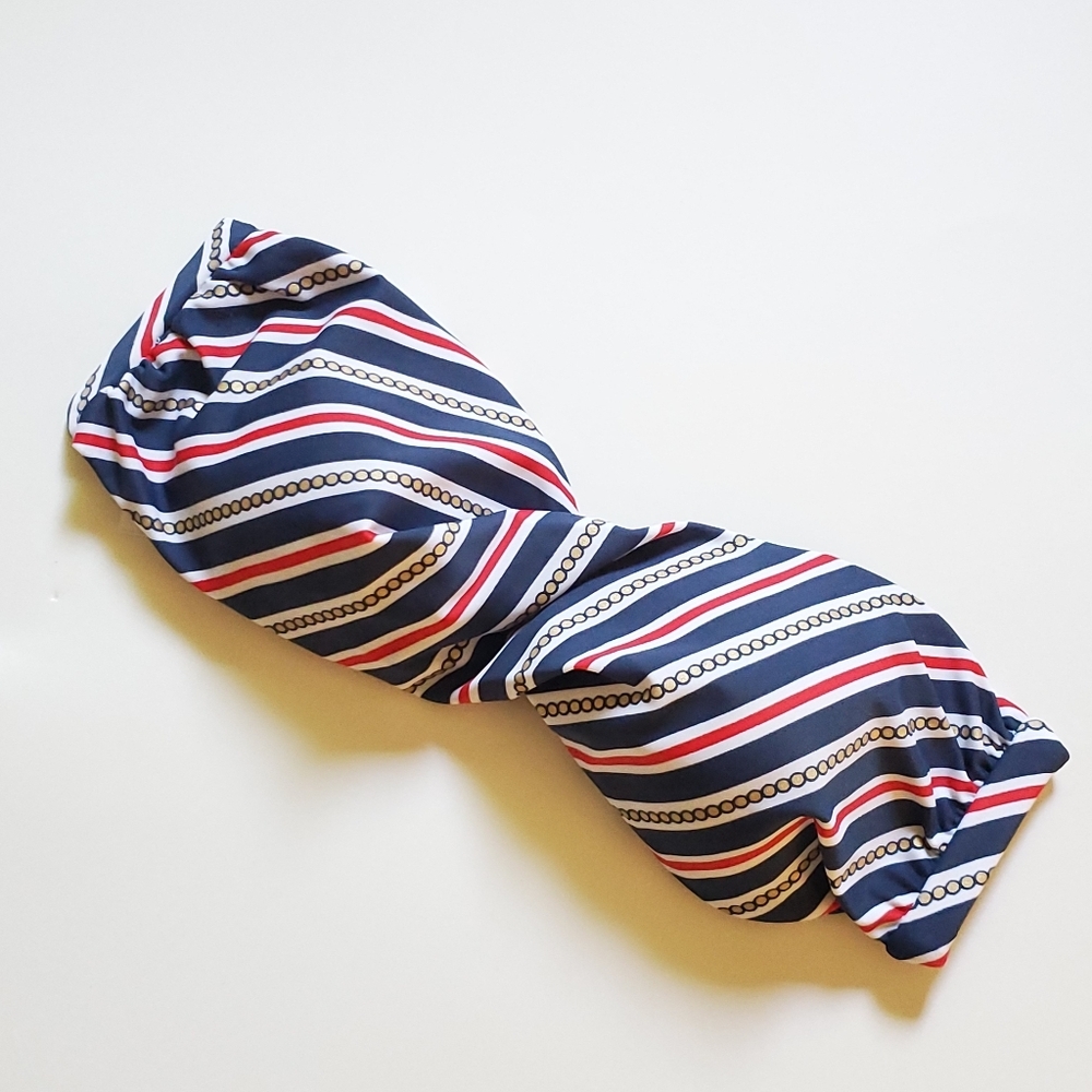 LSPACE Navy Red White Blue Nautical Striped Bandeau Bikini Top S Made in USA